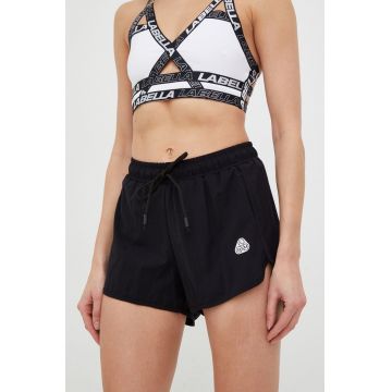 LaBellaMafia pantaloni scurți de antrenament Essentials femei, culoarea negru, cu imprimeu, high waist