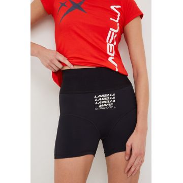 LaBellaMafia pantaloni scurți de antrenament The Act femei, culoarea negru, cu imprimeu, high waist LaBellaMafia pantaloni scurți de antrenament The Act femei, culoarea negru, cu imprimeu, high waist