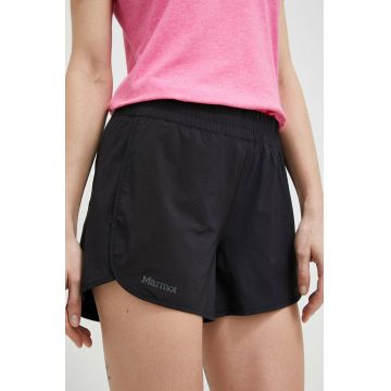Marmot pantaloni scurți outdoor Elda culoarea negru, neted, medium waist