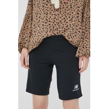 New Balance pantaloni scurți US21501BK femei, culoarea negru, uni, high waist US21501BK-BK New Balance pantaloni scurți US21501BK femei, culoarea negru, uni, high waist US21501BK-BK