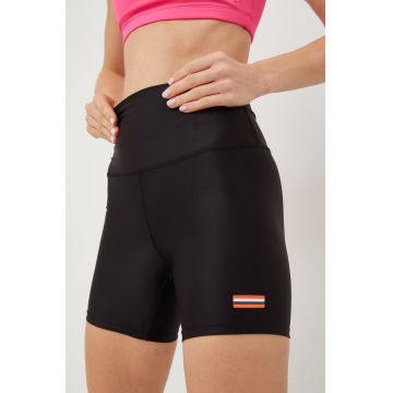P.E Nation pantaloni scurți de antrenament Perseverance femei, culoarea negru, neted, high waist
