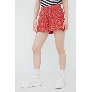 Protest pantaloni scurti femei, culoarea rosu, modelator, high waist