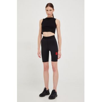 Puma pantaloni scurți de antrenament X Vogue femei, culoarea negru, cu imprimeu, high waist 535080-01