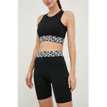 The Kooples pantaloni scurti femei, culoarea negru, neted, high waist The Kooples pantaloni scurti femei, culoarea negru, neted, high waist