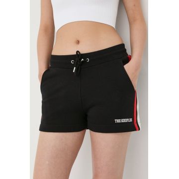 The Kooples pantaloni scurti femei, culoarea negru, neted, high waist