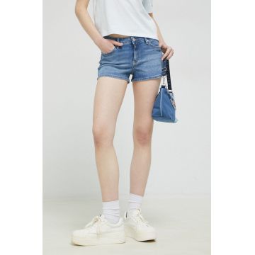 Tommy Jeans pantaloni scurti jeans femei, neted, medium waist