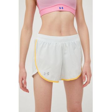 Under Armour pantaloni scurți de alergare Fly By Elite femei, culoarea verde, neted, medium waist 1369766-593