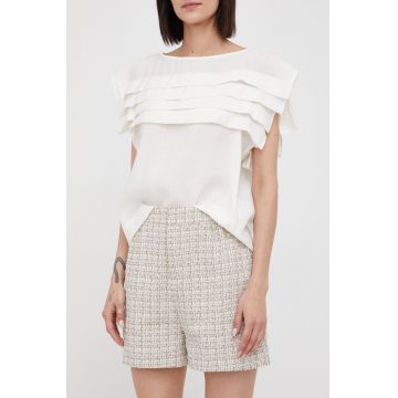 United Colors of Benetton pantaloni scurti femei, culoarea bej, modelator, high waist