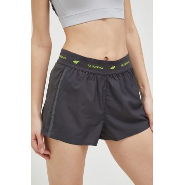4F pantaloni scurți de alergare culoarea gri, neted, high waist 4F pantaloni scurți de alergare culoarea gri, neted, high waist