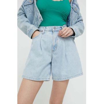 Abercrombie & Fitch pantaloni scurti jeans femei, neted, high waist
