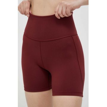 adidas Performance pantaloni scurți de yoga Studio culoarea bordo, neted, medium waist