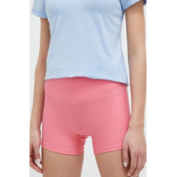 Casall pantaloni scurți de antrenament culoarea roz, neted, high waist
