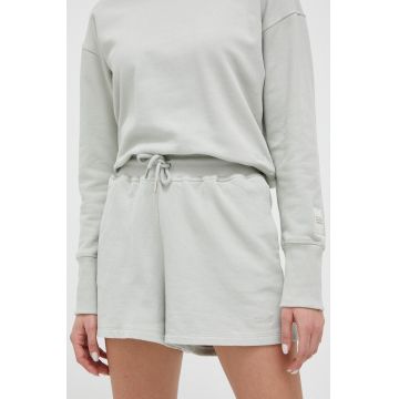 Casall pantaloni scurti din bumbac culoarea verde, neted, high waist