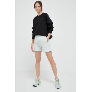 Champion pantaloni scurti femei, culoarea verde, neted, high waist