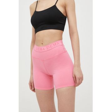 Deha pantaloni scurti femei, culoarea violet, cu imprimeu, medium waist Deha pantaloni scurti femei, culoarea violet, cu imprimeu, medium waist