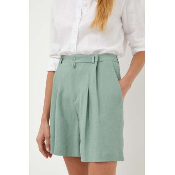 Drykorn pantaloni scurti femei, culoarea verde, neted, high waist