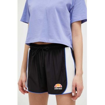 Ellesse pantaloni scurti femei, culoarea negru, modelator, high waist