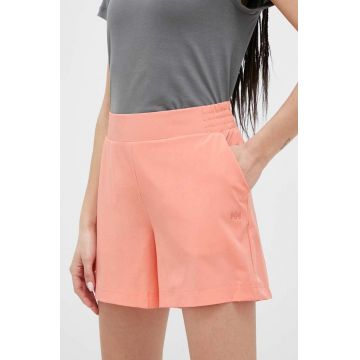 Helly Hansen pantaloni scurți outdoor Thalia 2.0 culoarea portocaliu, neted, high waist, 34328