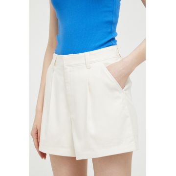 Hollister Co. pantaloni scurti femei, culoarea bej, neted, high waist