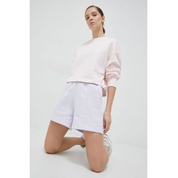 New Balance pantaloni scurti din bumbac culoarea violet, neted, high waist