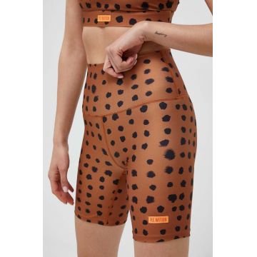 P.E Nation pantaloni scurți de antrenament Monterosa culoarea maro, modelator, high waist