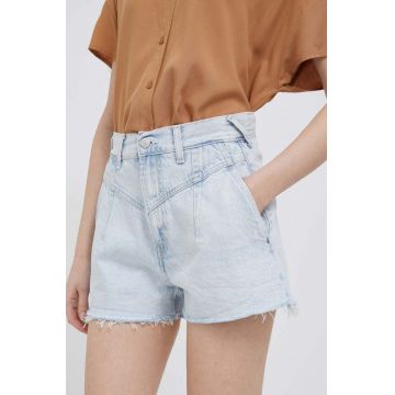 Pepe Jeans pantaloni scurti jeans Summer Sky femei, neted, high waist