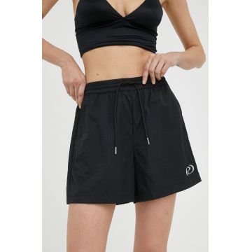 Résumé pantaloni scurti femei, culoarea negru, neted, high waist