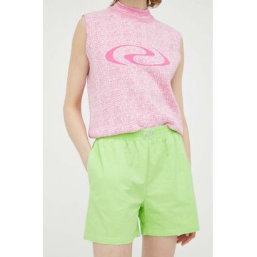Résumé pantaloni scurti femei, culoarea verde, neted, high waist Résumé pantaloni scurti femei, culoarea verde, neted, high waist