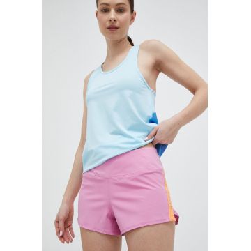 Roxy pantaloni scurți de alergare Bold Moves femei, culoarea roz, cu imprimeu, medium waist