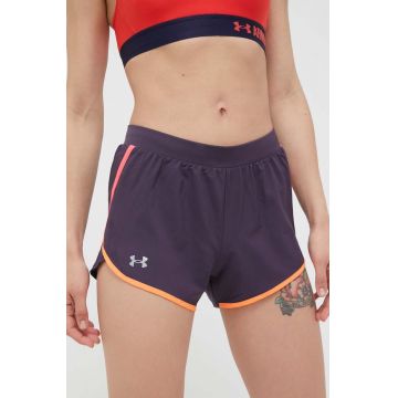 Under Armour pantaloni scurți de alergare Fly-By 2.0 culoarea gri, neted, medium waist