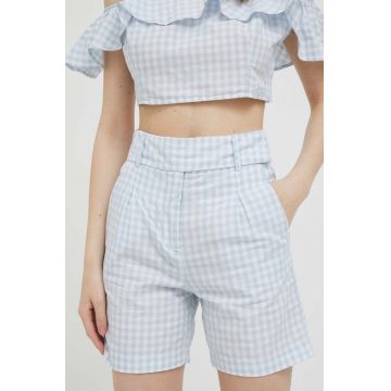 United Colors of Benetton pantaloni scurți din amestec de in modelator, high waist