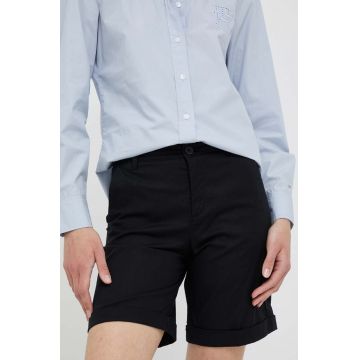 United Colors of Benetton pantaloni scurti femei, culoarea negru, neted, medium waist