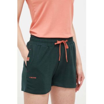 Viking pantaloni scurti sport Hazen femei, culoarea verde, neted, high waist Viking pantaloni scurti sport Hazen femei, culoarea verde, neted, high waist